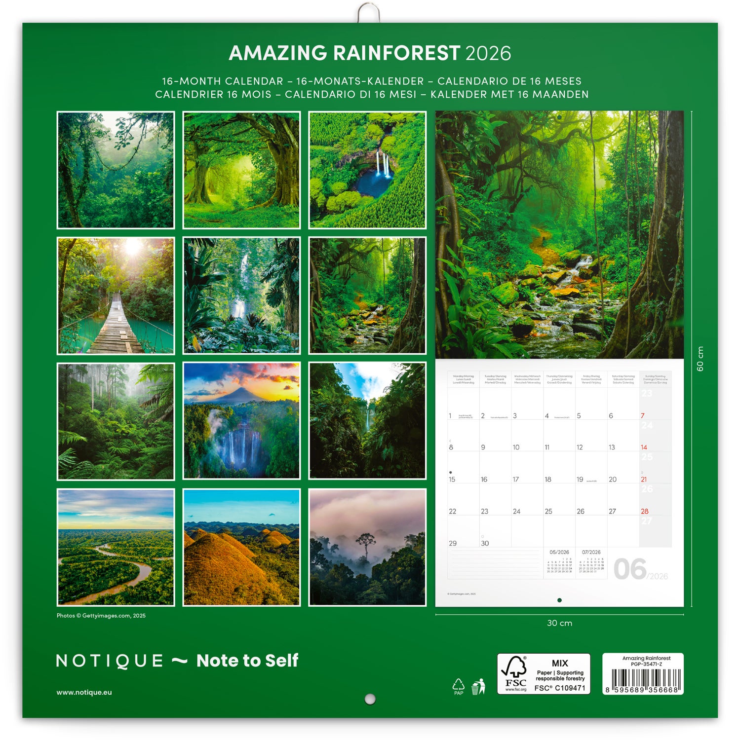 Kalender 2026 30x30 Amazing Rainforest