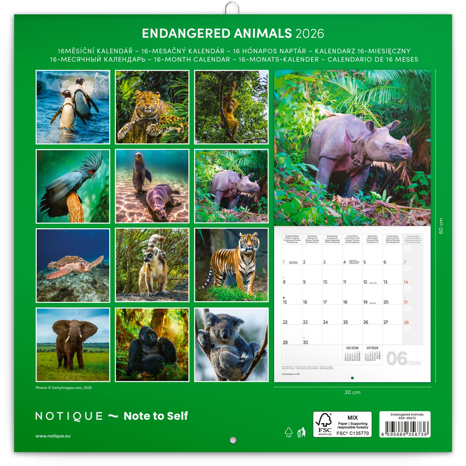 Kalender 2026 30x30 Endangered Species