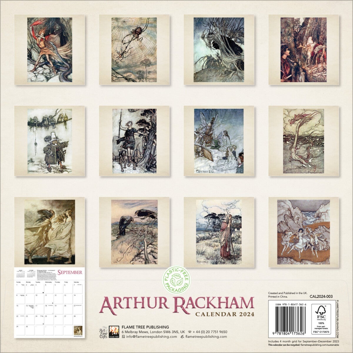 Kalender 2024 Arthur Rackham 30x30cm