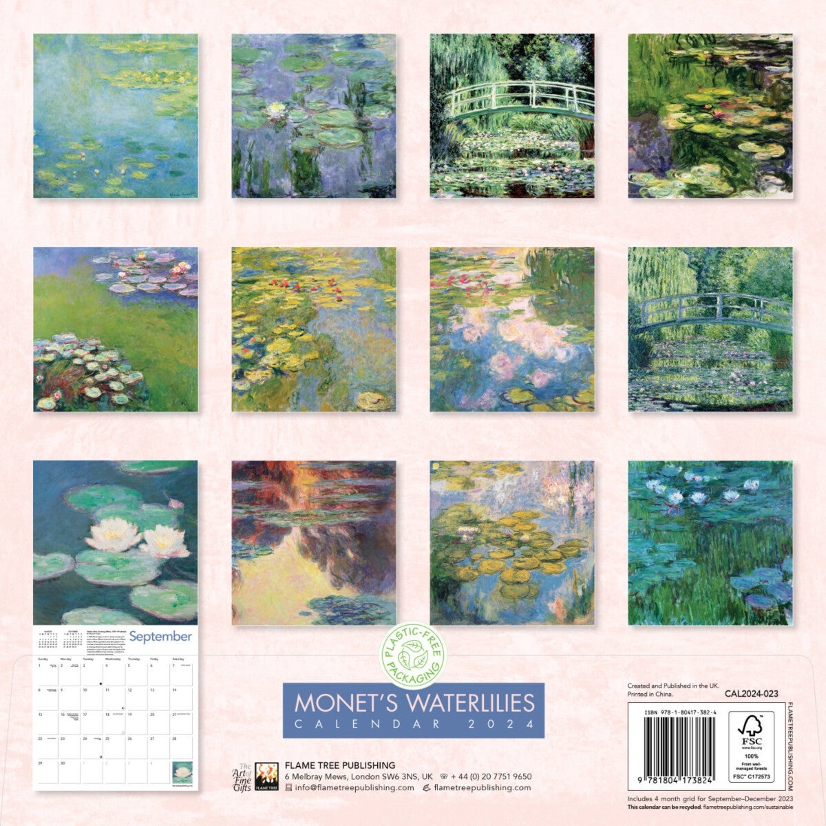 Kalender 2024 Monet Waterlilies 30x30cm