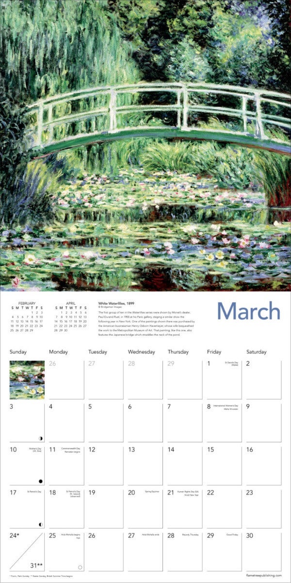 Kalender 2024 Monet Waterlilies 30x30cm