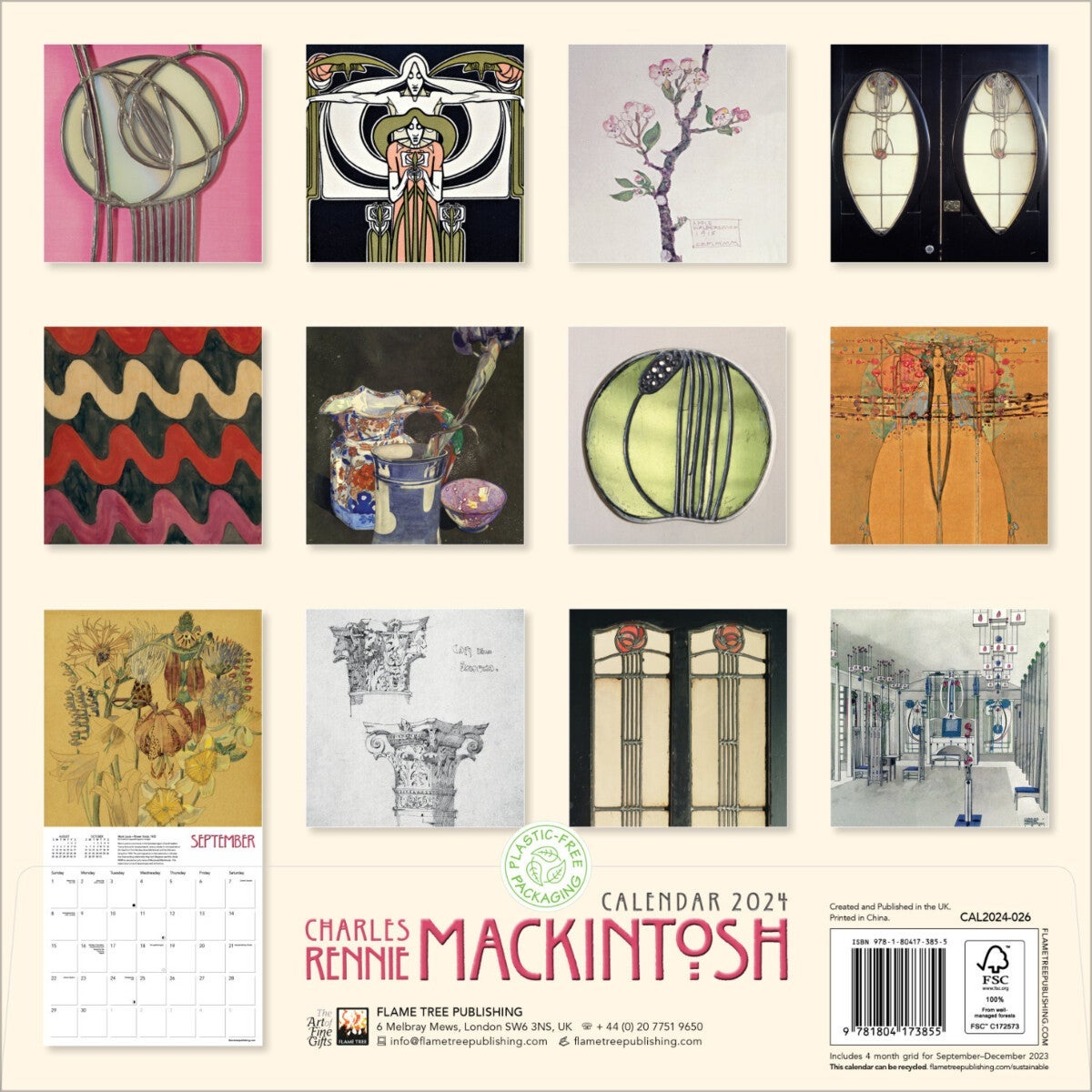 Kalender 2024 C R Mackintosh 30x30cm