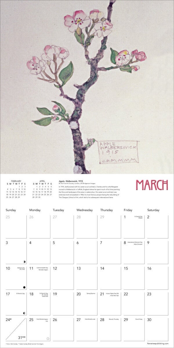 Kalender 2024 C R Mackintosh 30x30cm