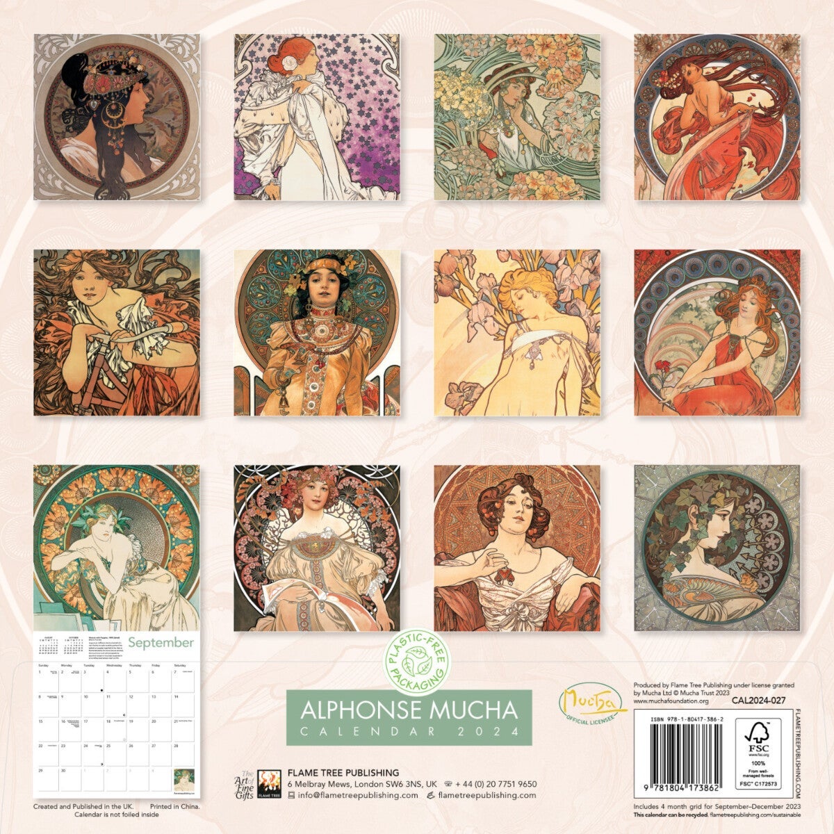 Kalender 2024 Alphonse Mucha 30x30cm