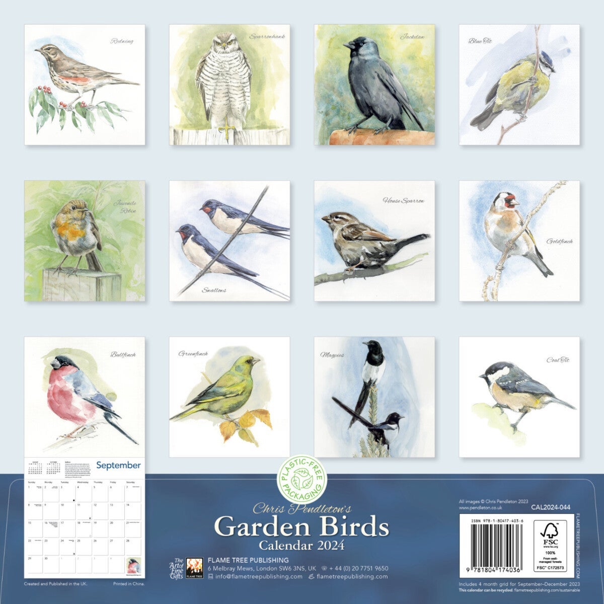 Kalender 2024 Garden Birds 30x30cm