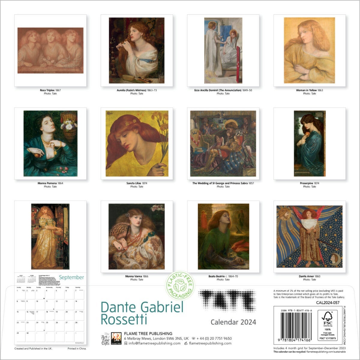 Kalender 2024 D G Rossetti 30x30cm