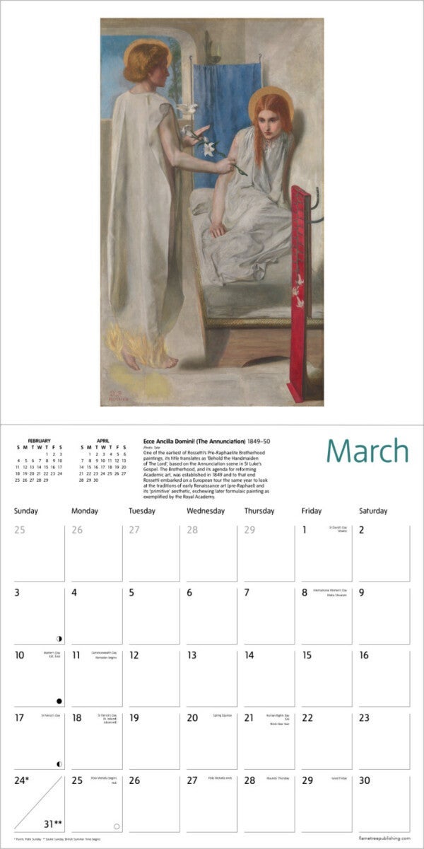 Kalender 2024 D G Rossetti 30x30cm