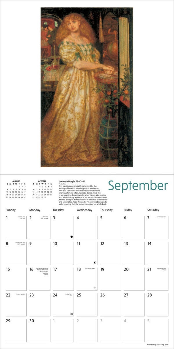 Kalender 2024 D G Rossetti 30x30cm