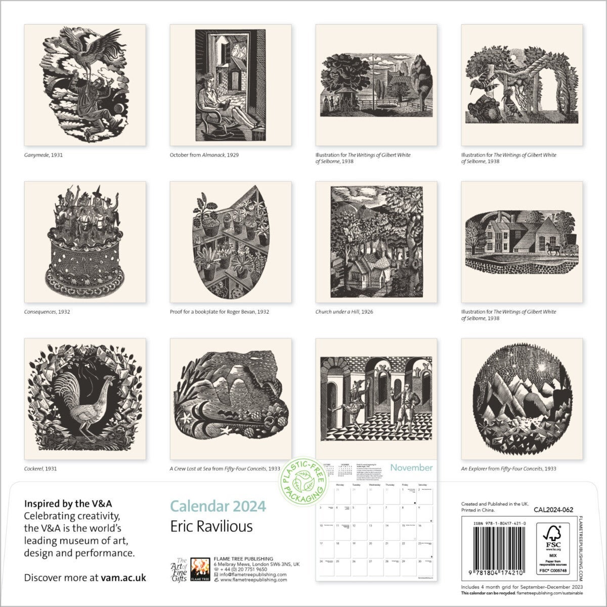 Kalender 2024 Eric Ravilious 30x30cm