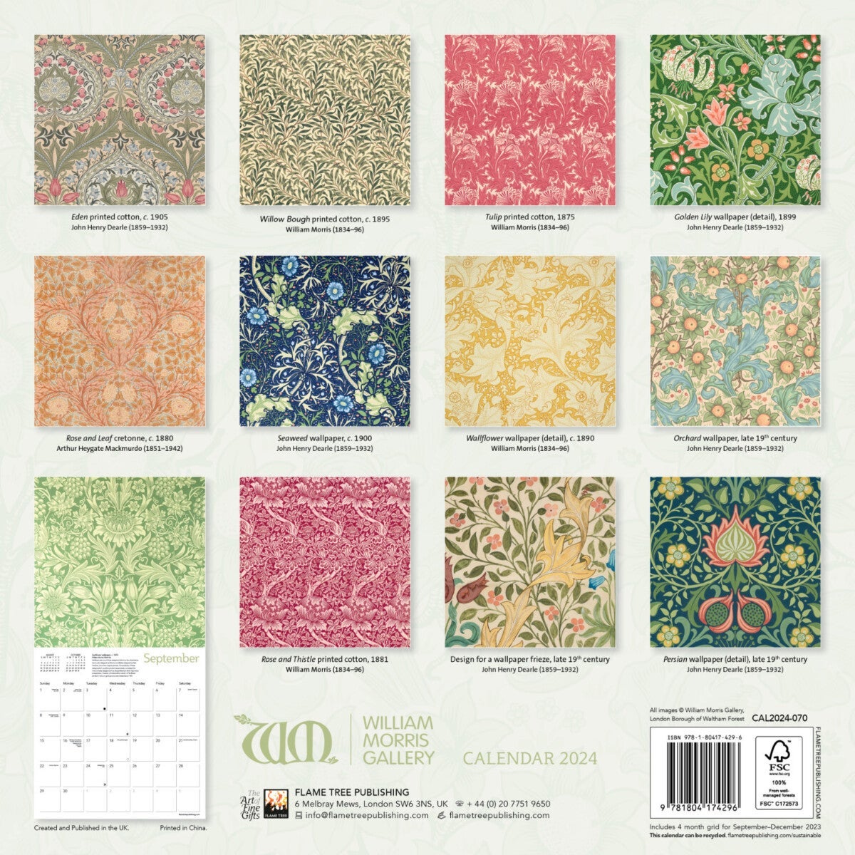 Kalender 2024 William Morris 30x30cm