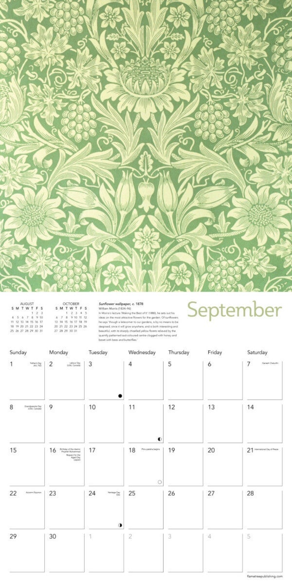 Kalender 2024 William Morris 30x30cm