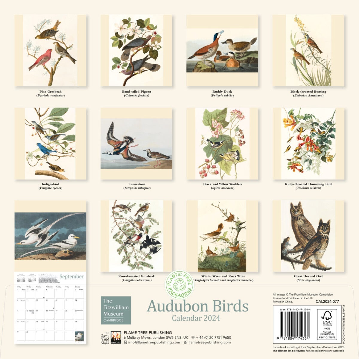 Kalender 2024 Audubon Birds 30x30cm