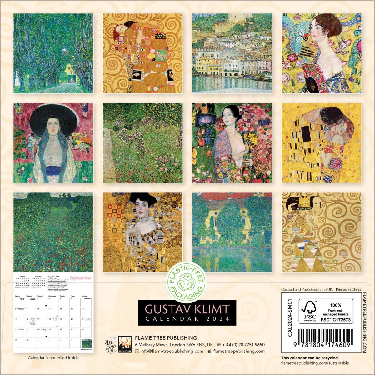 Kalender 2024 Gustav Klimt 18x18cm