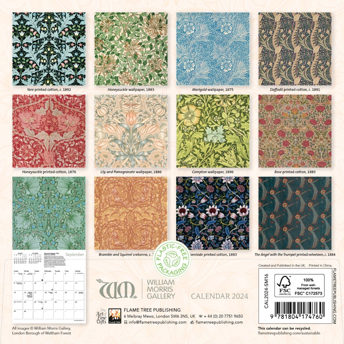 Kalender 2024 William Morris 18x18cm