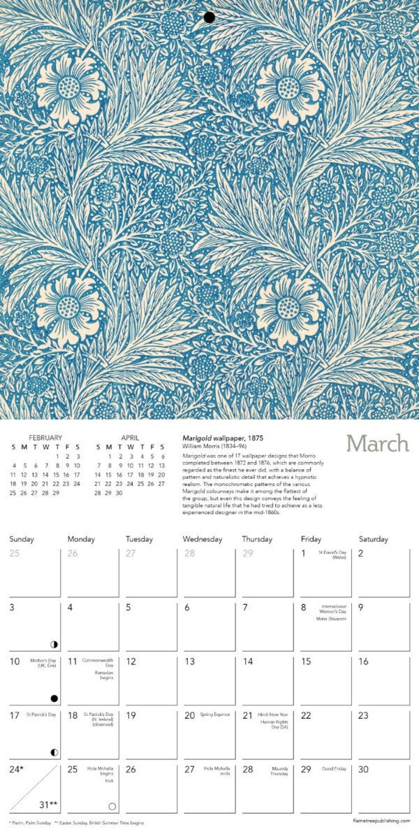 Kalender 2024 William Morris 18x18cm
