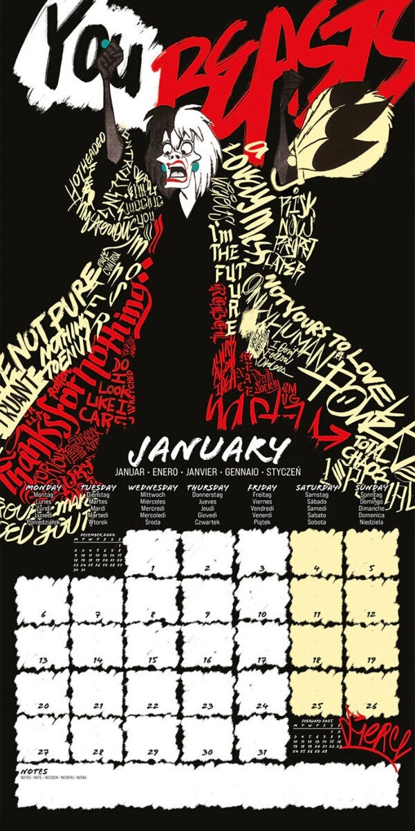 Disney Villains (Deviant Distortion) 2025 Square Calendar