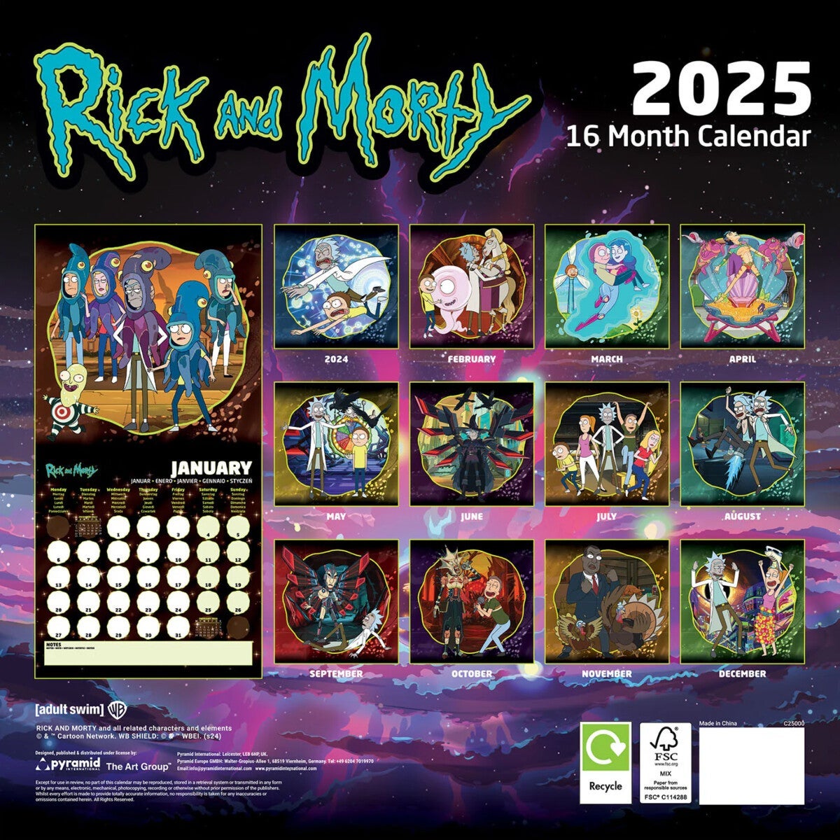 Kalender 2025 RICK AND MORTY 30x30cm