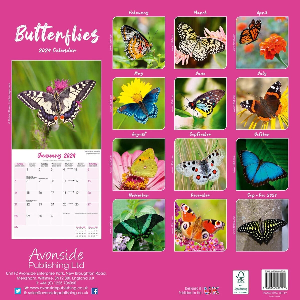 Kalender 2024 Butterflies 30x30cm