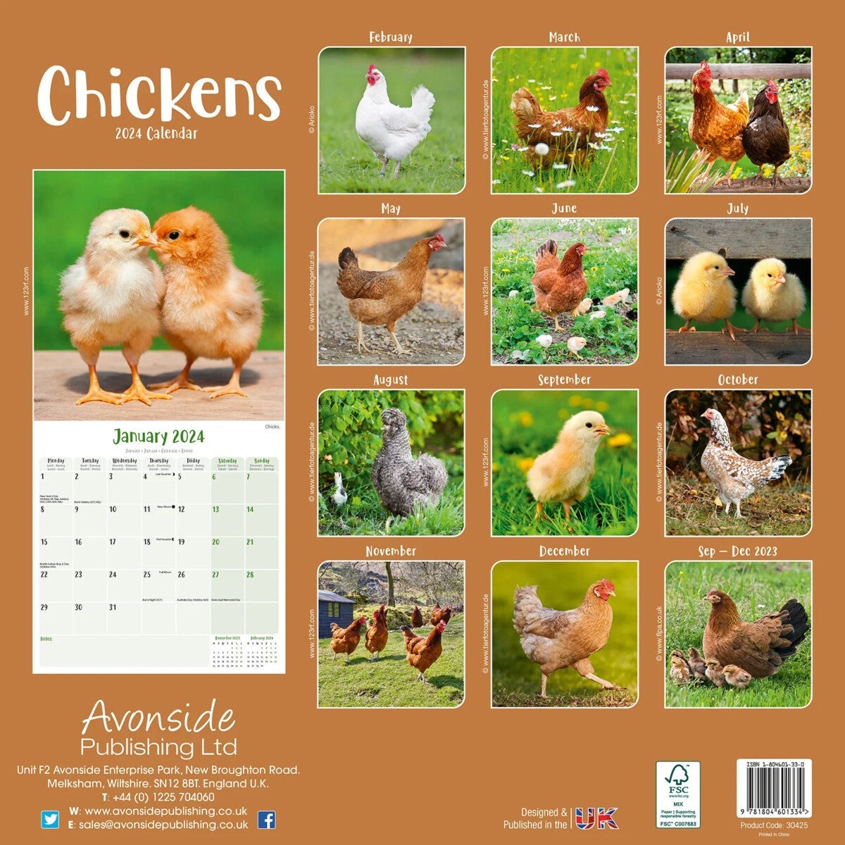 Kalender 2024 Chickens 30x30cm