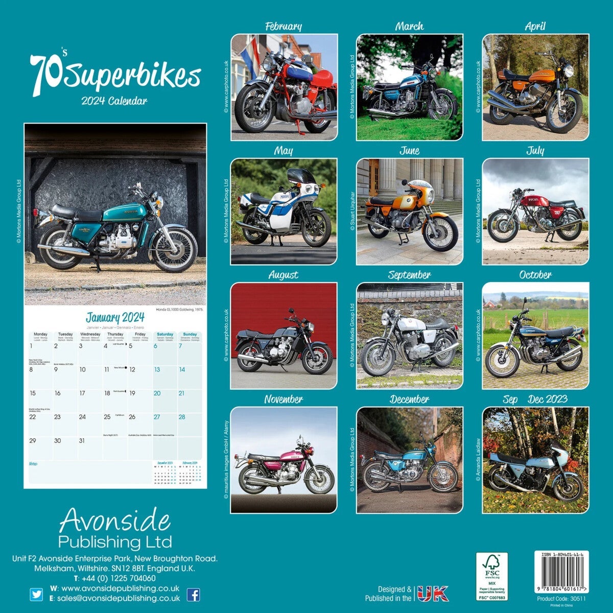 Kalender 2024 70'S Superbikes 30x30cm