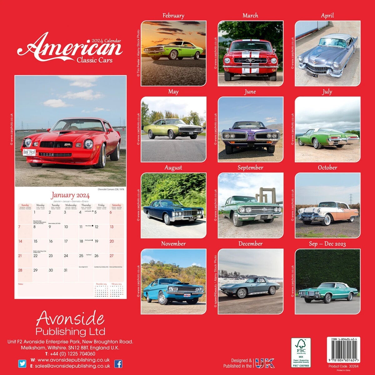 Kalender 2024 Am Classic Cars 30x30cm