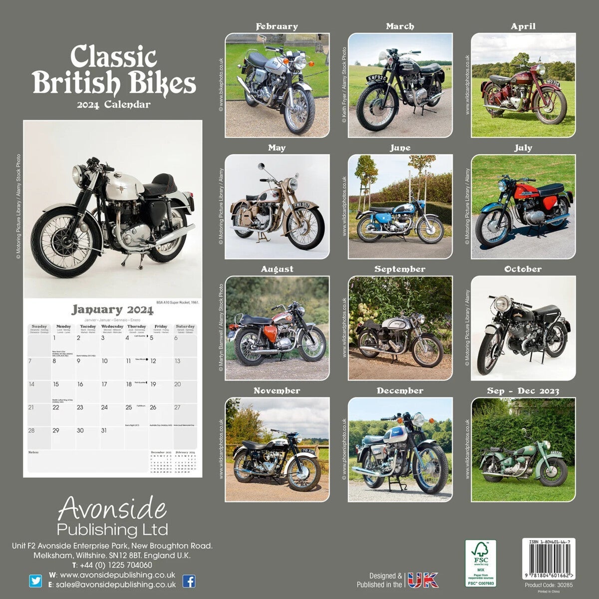 Kalender 2024 Classic Brit Bikes 30x30cm