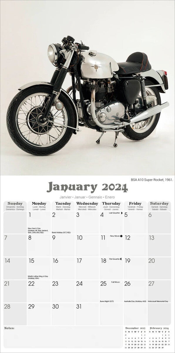 Kalender 2024 Classic Brit Bikes 30x30cm