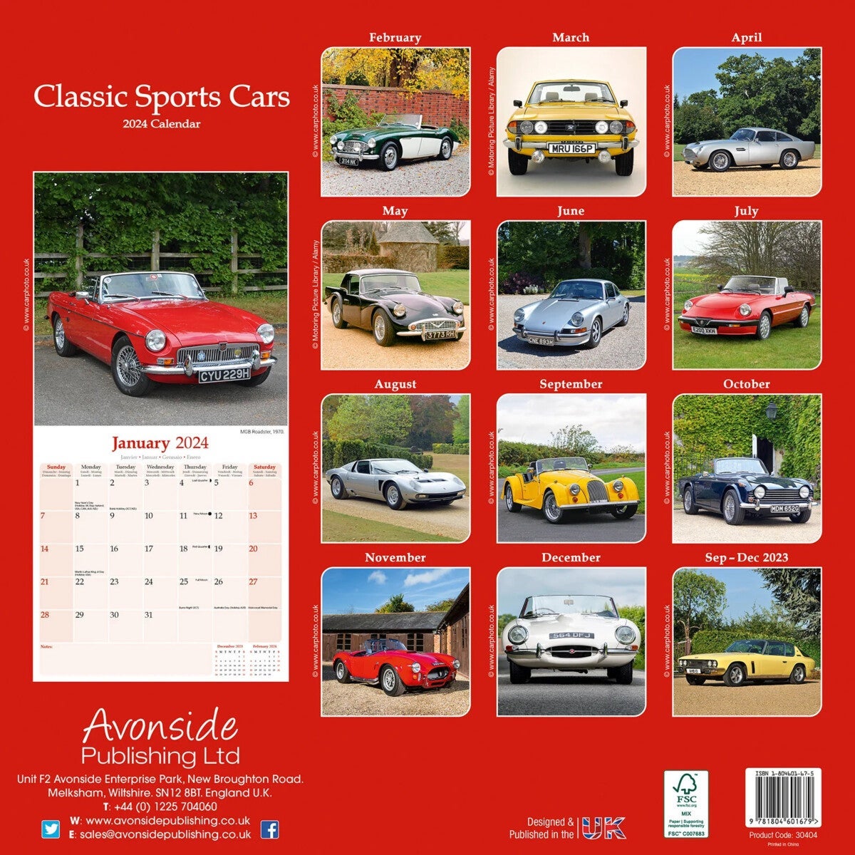 Kalender 2024 Classic Sport Cars 30x30cm