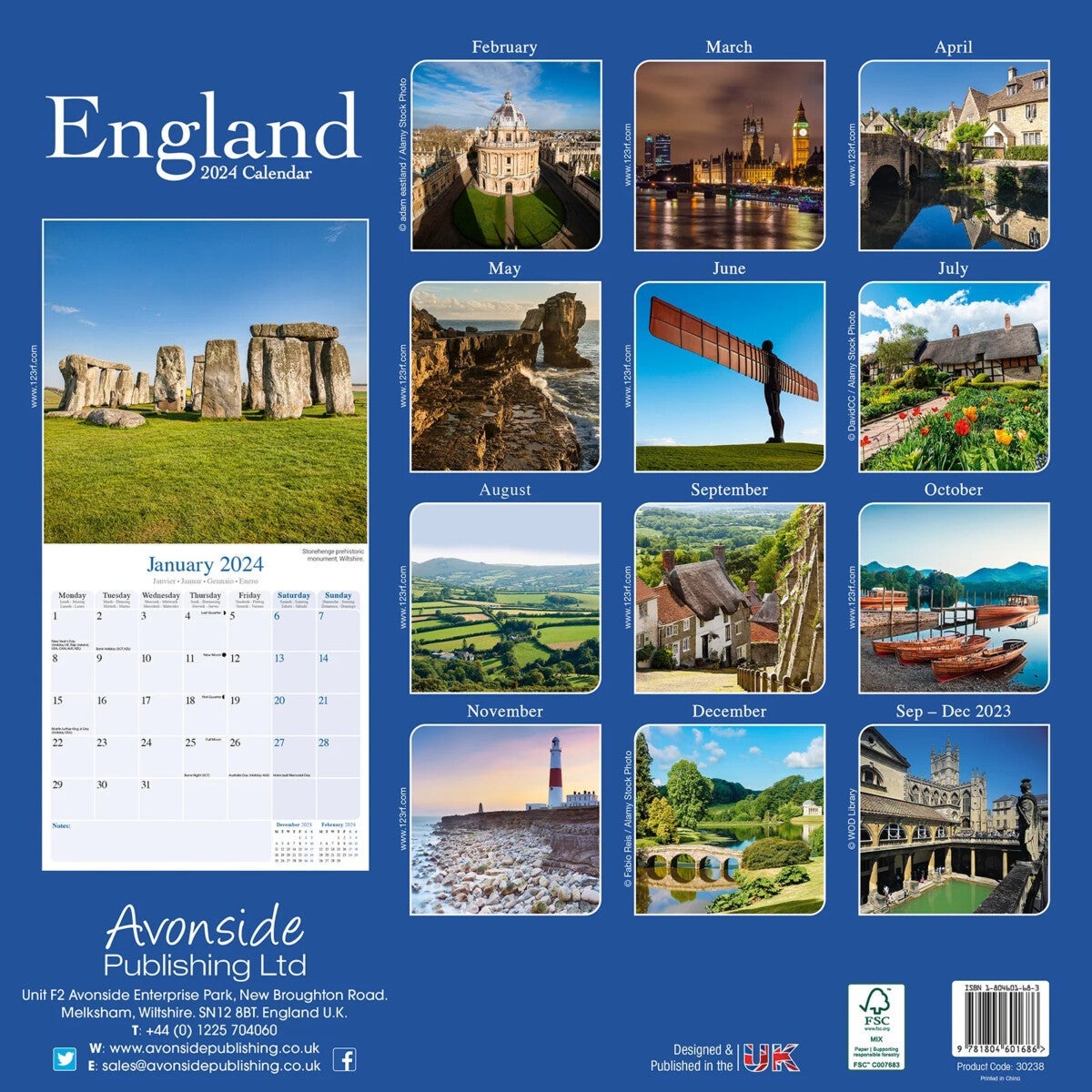 Kalender 2024 England 30x30cm