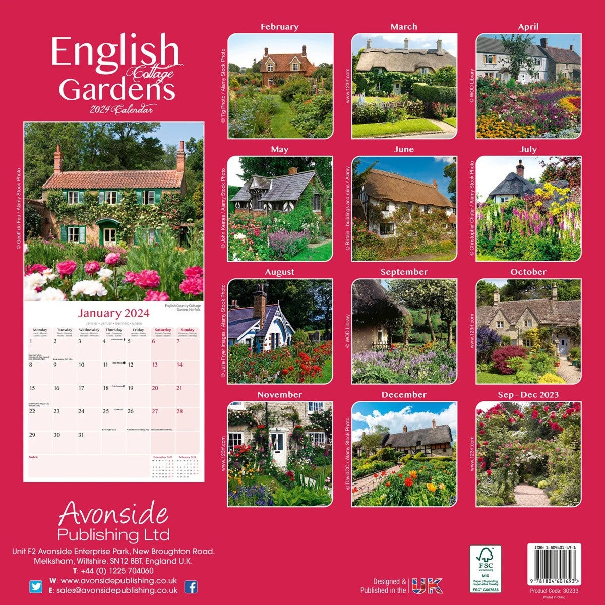 Kalender 2024 English Gardens 30x30cm