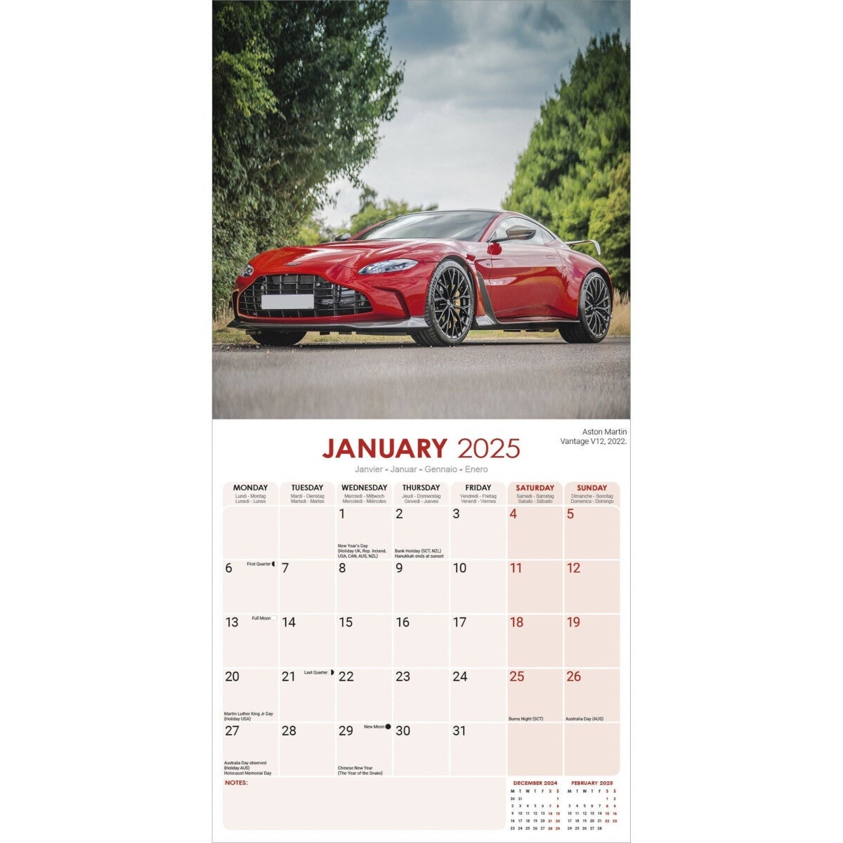 Kalender 2025 Aston Martin 30x30cm