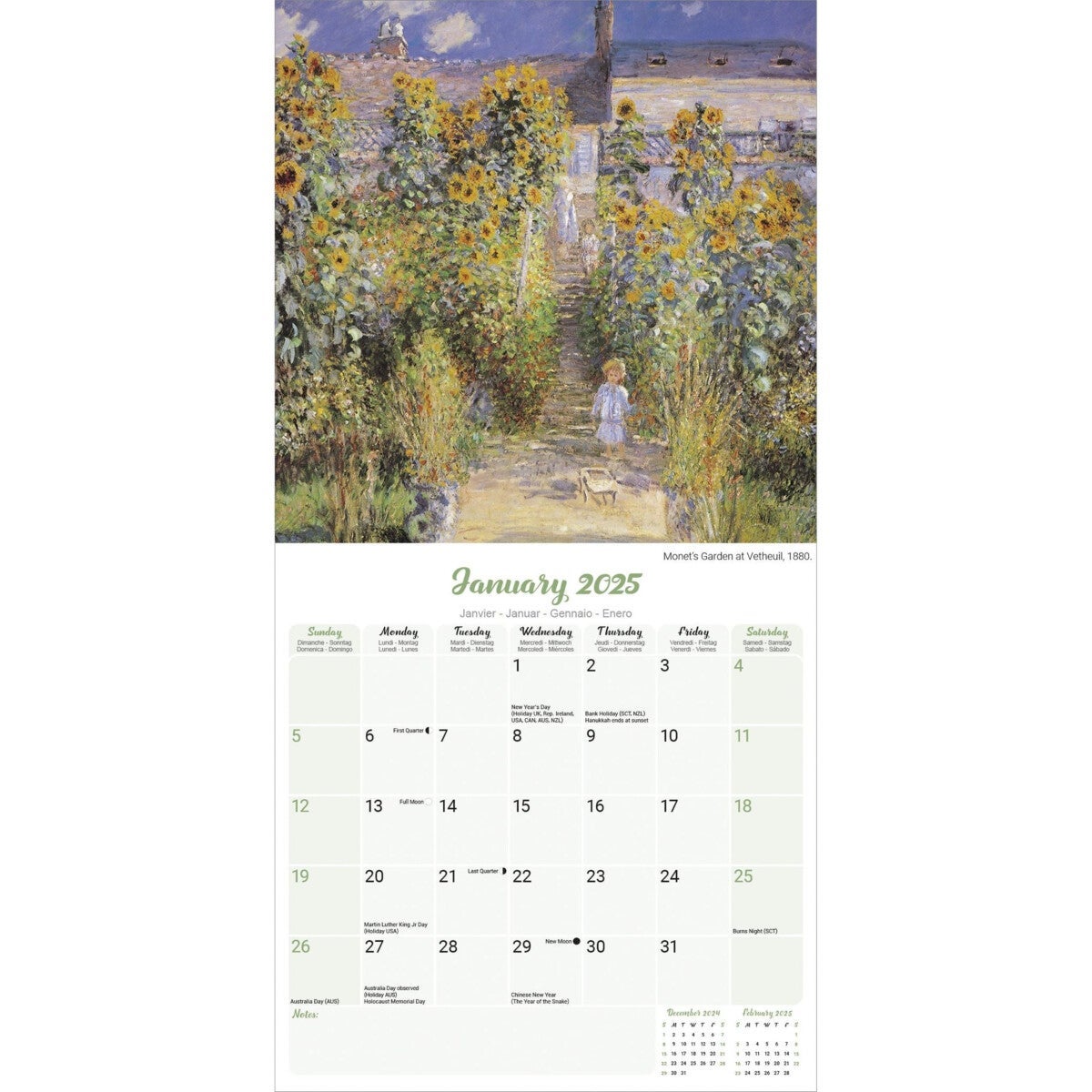 Kalender 2025 Monet 30x30cm