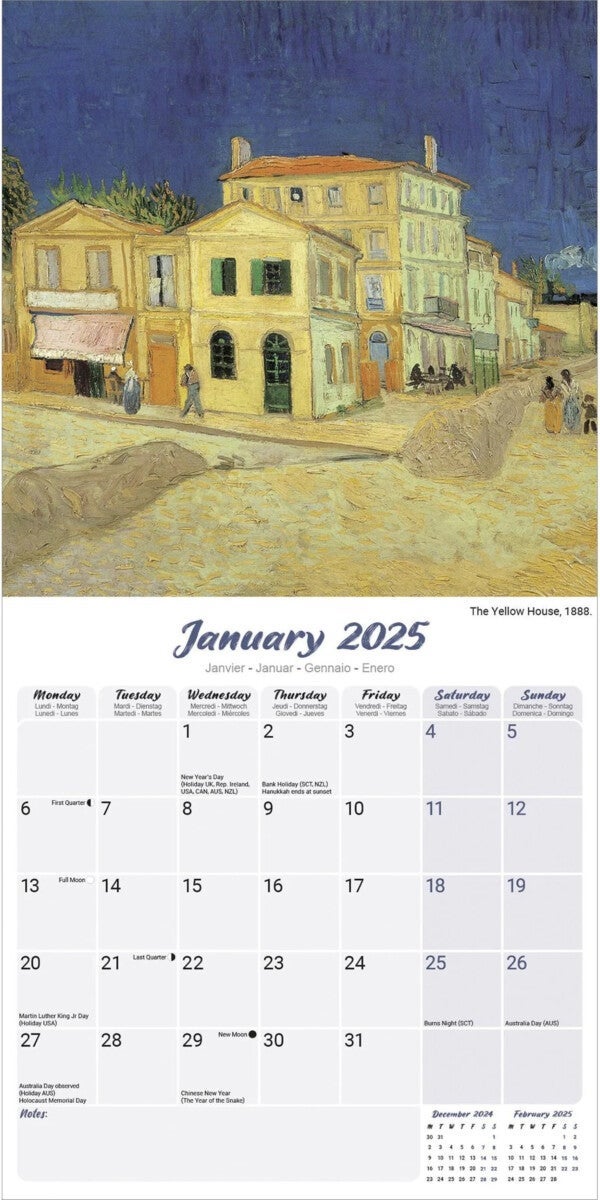 Kalender 2025 Van Gogh 30x30cm