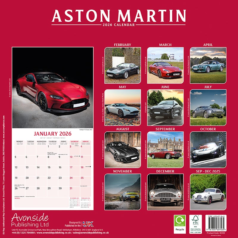 Kalender 2026 30x30 Aston Martin