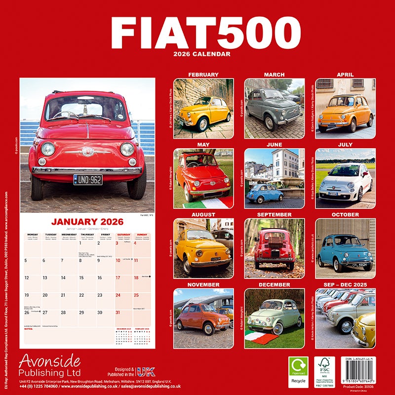 Kalender 2026 30x30 Fiat 500