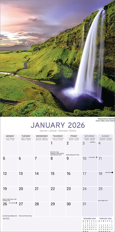 Kalender 2026 30x30 Iceland