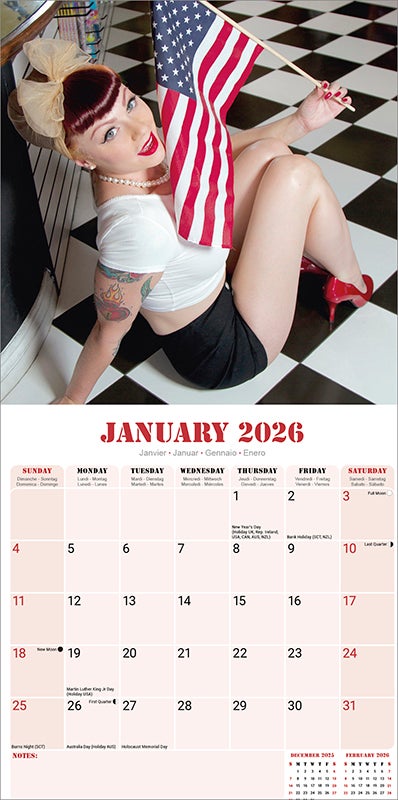 Kalender 2026 30x30 Retro Pin-ups