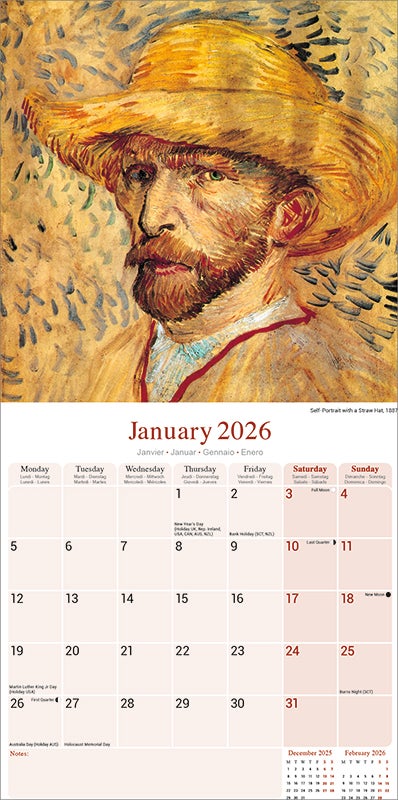 Kalender 2026 Van Gogh 30x30cm