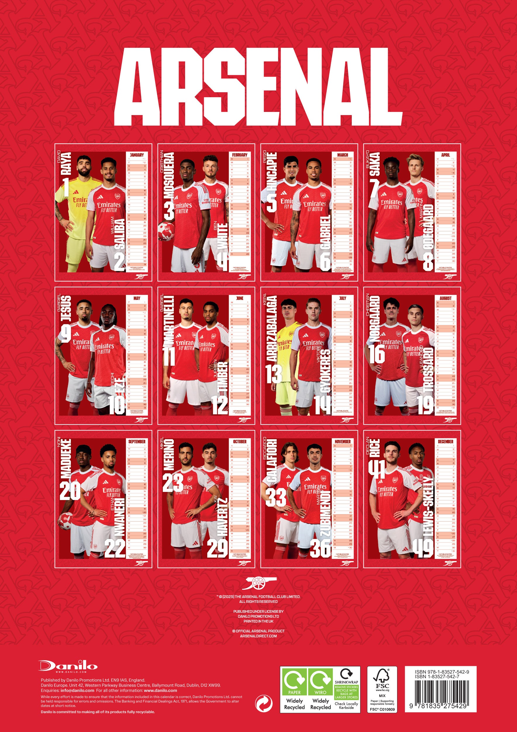 Kalender 2026 Da Arsenal A3