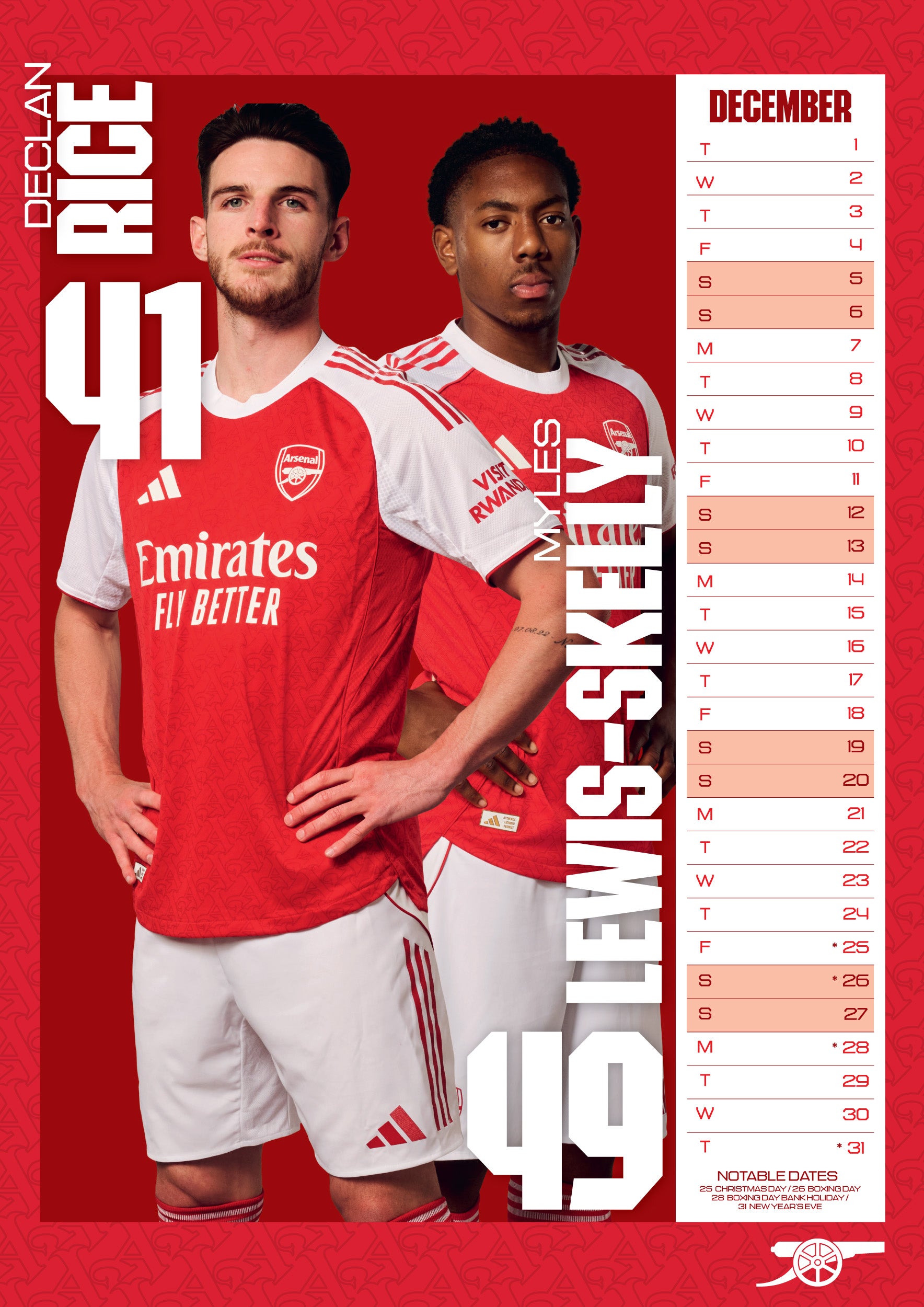 Kalender 2026 Da Arsenal A3