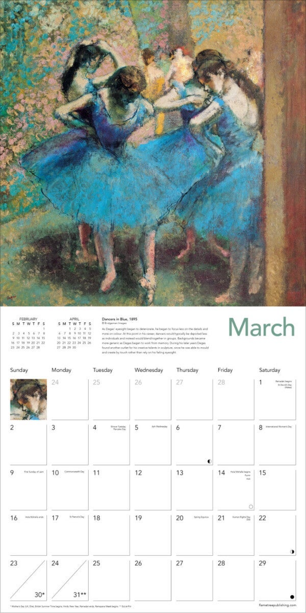 Kalender 2025 Degas Dancers 30x30cm