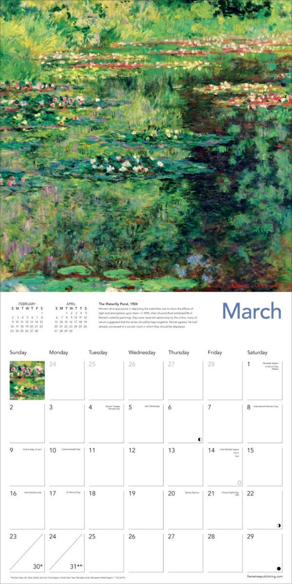 Kalender 2025 Monet Waterlilies 30x30cm