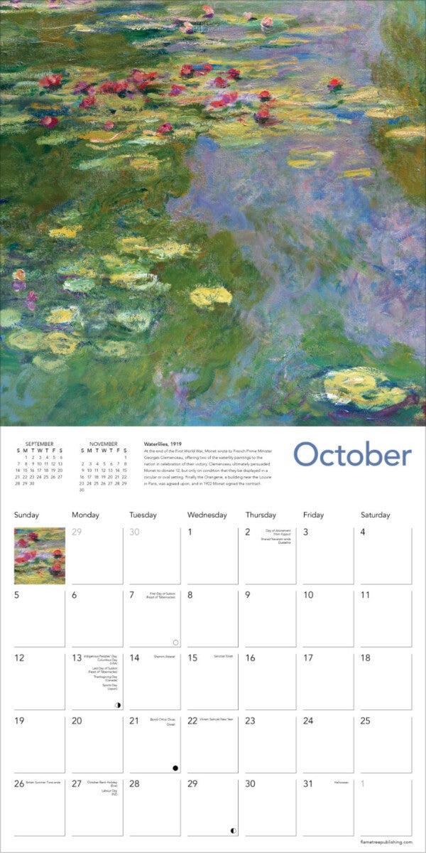 Kalender 2025 Monet Waterlilies 30x30cm