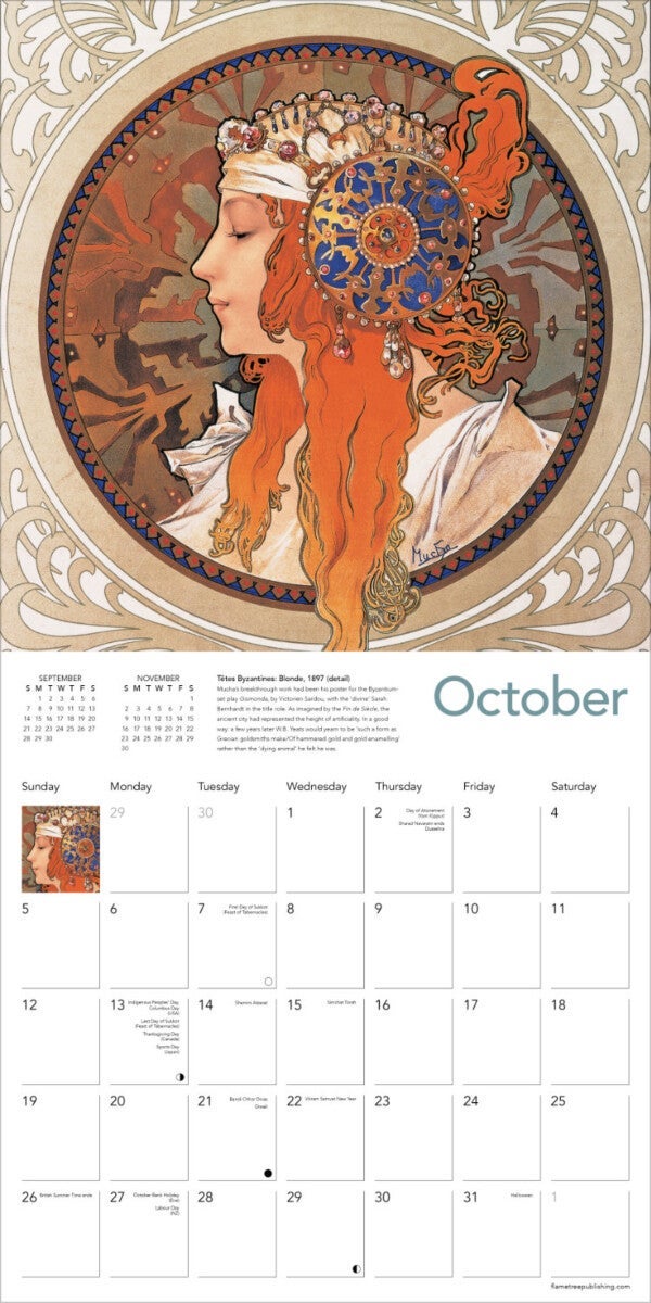 Kalender 2025 Alphonse Mucha 30x30cm