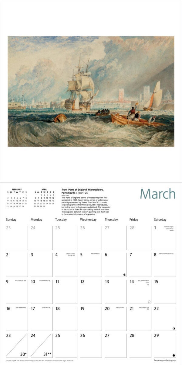 Kalender 2025 Turner Seascapes 30x30cm