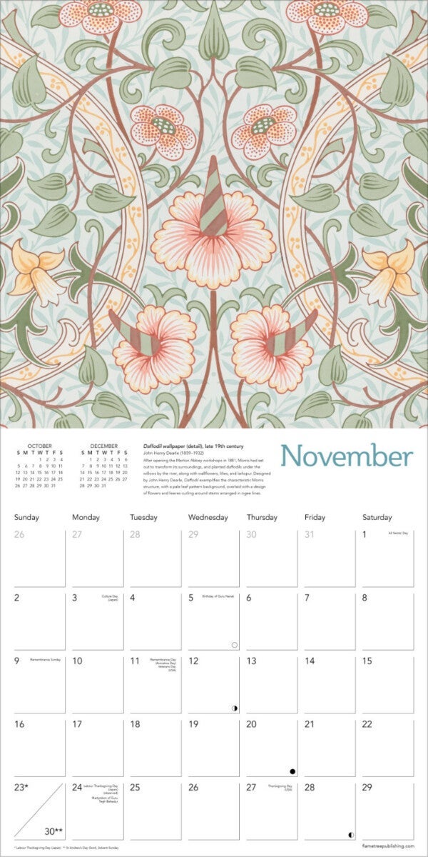 Kalender 2025 William Morris 30x30cm