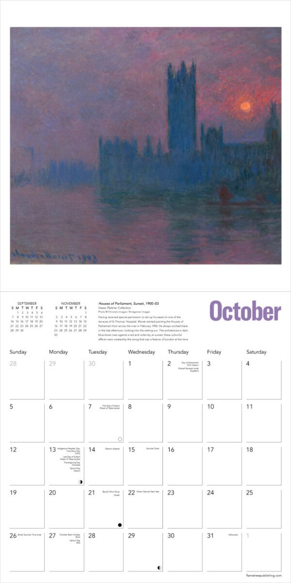Kalender 2025 Monet and London 30x30cm