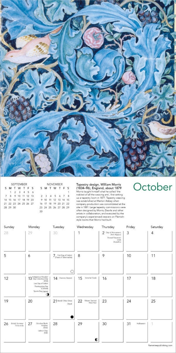 Kalender 2025 W Morris Birds 18x18cm