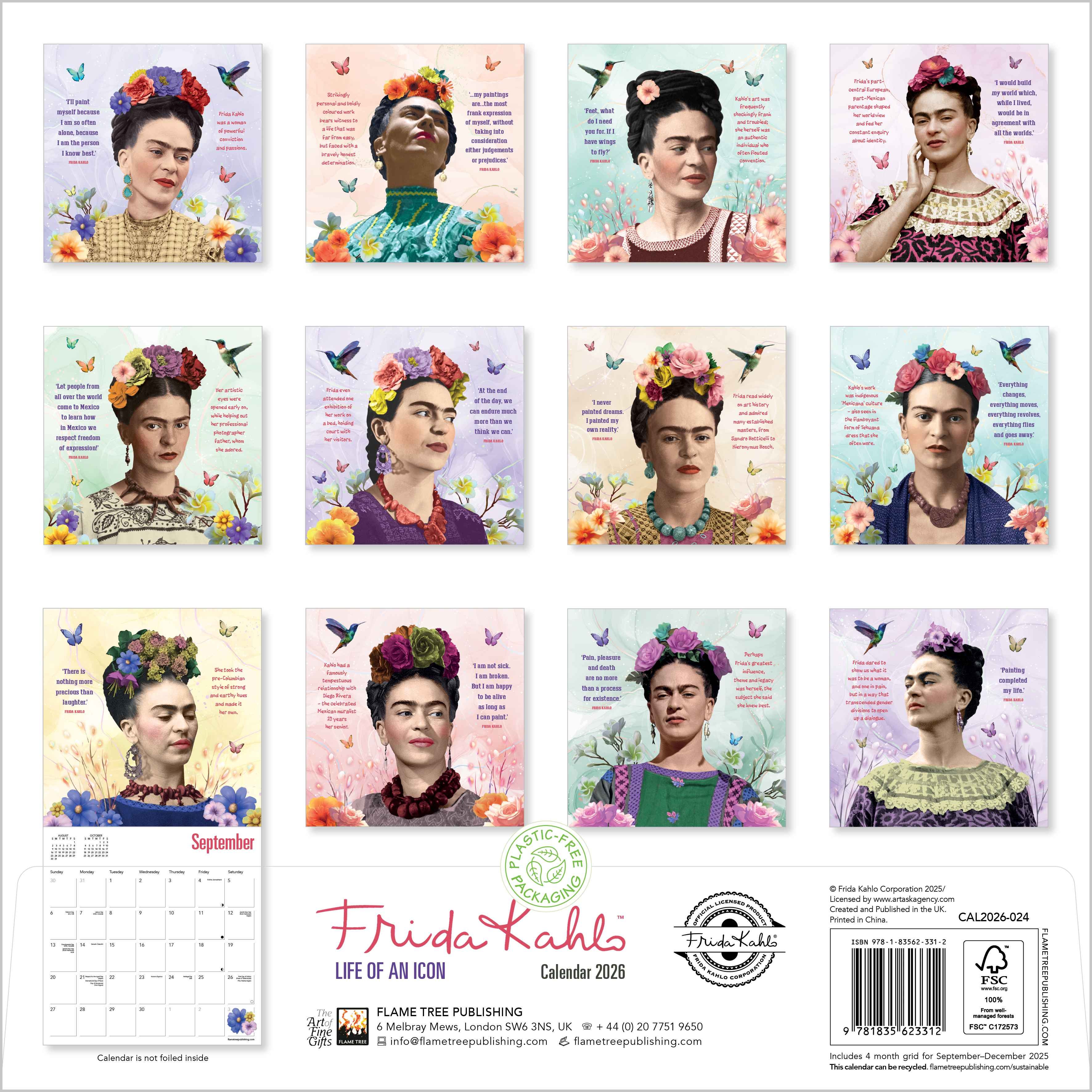 Kalender 2026 30x30 Frida Kahlo