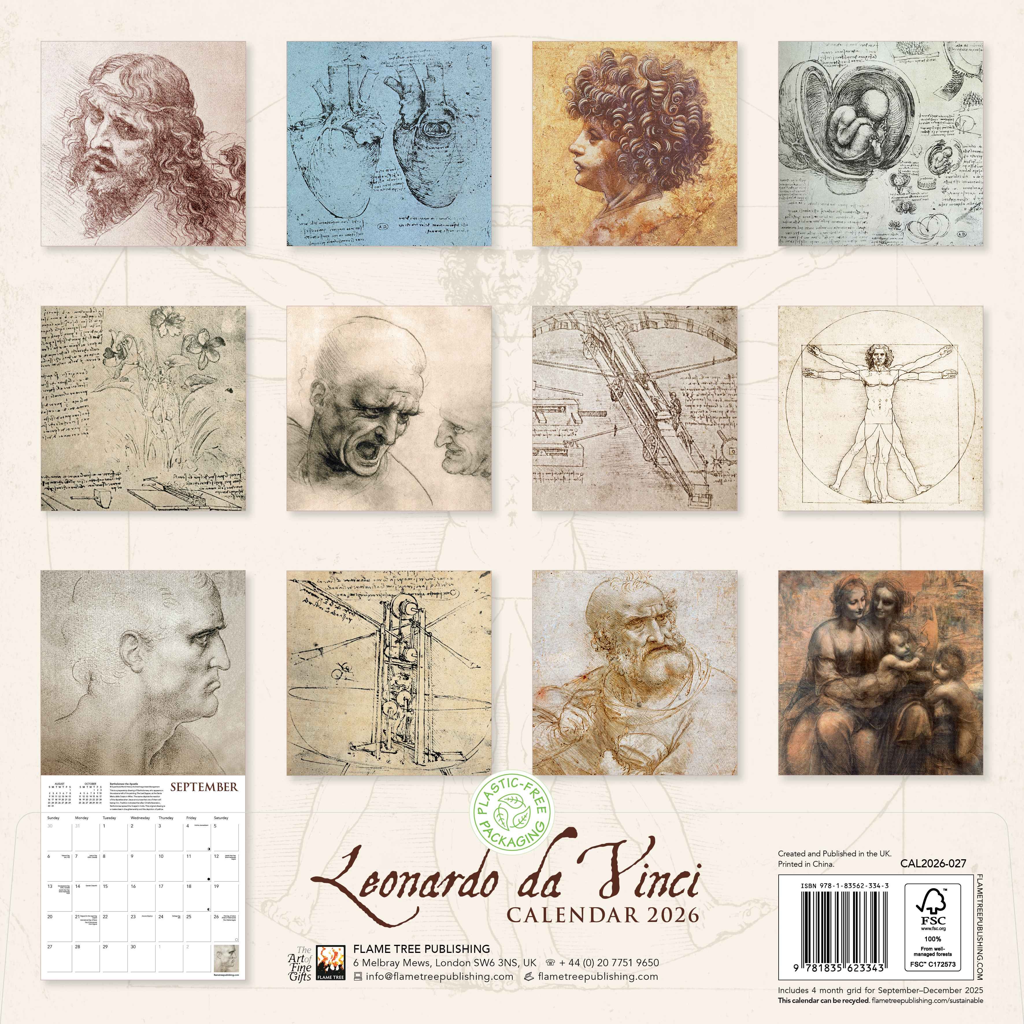 Kalender 2026 30x30 Leonardo da Vinci